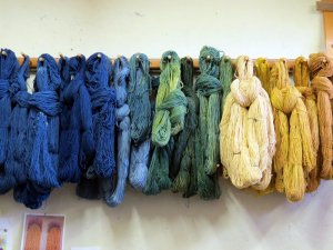 In a weaving studio on the road north of Chimayo.